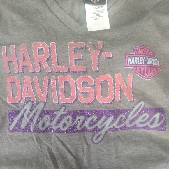NWOT Harley Davidson V Neck Long Sleeve Top L - Picture 7 of 8